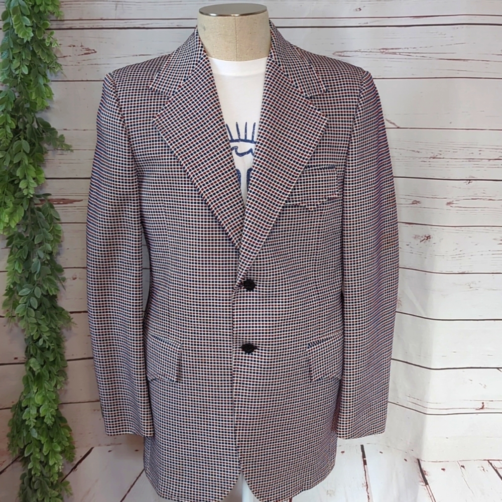 Vintage Clubman‎ Double Polyester Patriotic Men's Suit Jacket Blazer Union Made